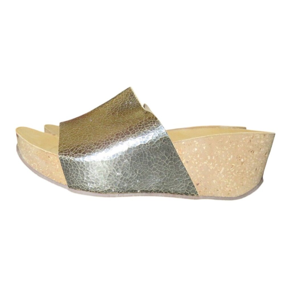 ALDO Savassa 97 Gold Metallic Leather Platform Wedges Eur 40 or US 9.5